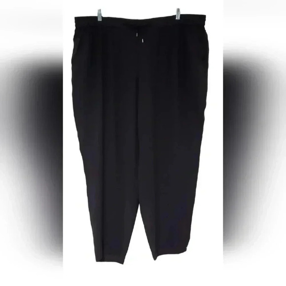 Eileen Fisher Slouchy Black Ankle Pants Silk Georgette Crepe - Picture 1 of 4